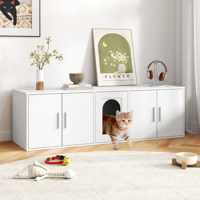 Meuble-lavabo pour chat caché 58 po avec lit double en sisal