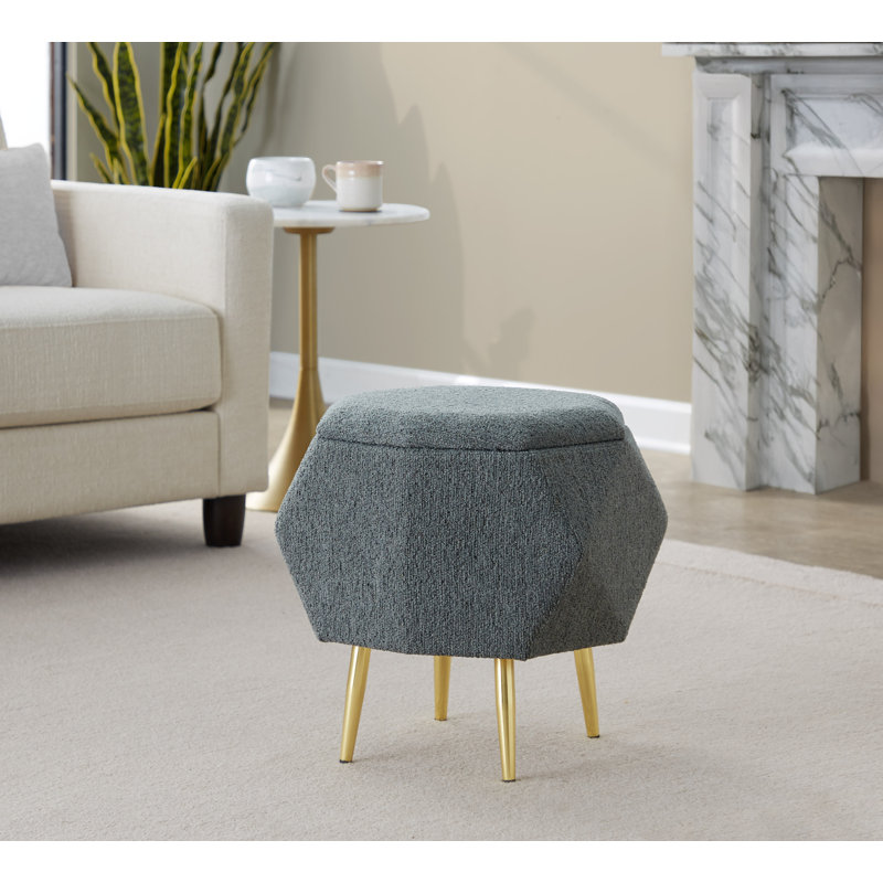 Repose-pieds Diamond en métal doré et tissu vert avec rangement Diamond , Vert