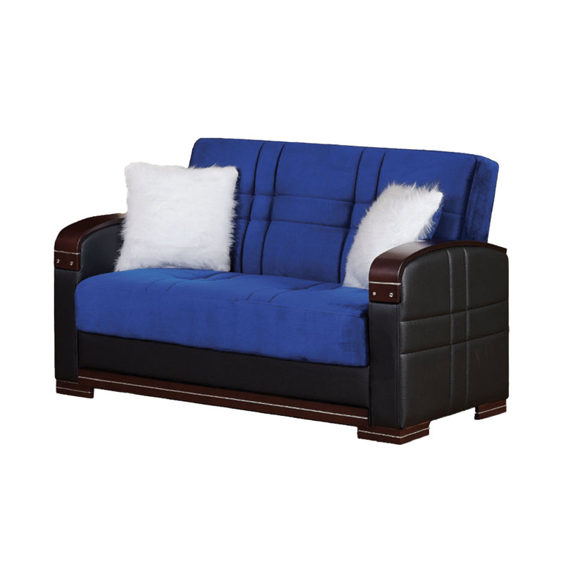 Causeuse à accoudoirs ronds 63 po, Chenille bleu