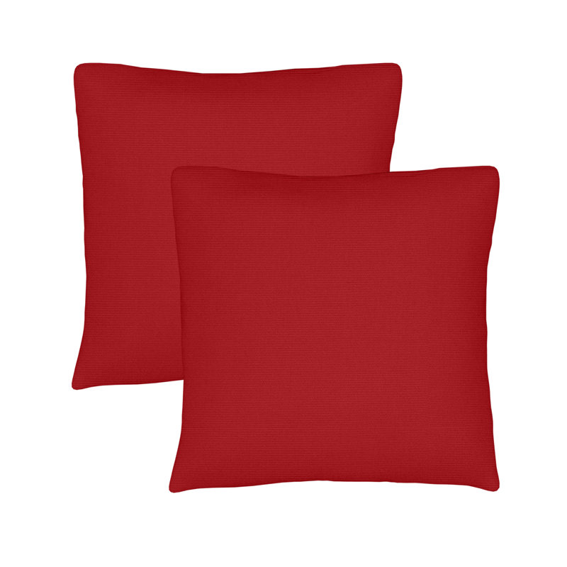Sunbrella Square Weather Resistant Outdoor Pillow Cover and Insert, Red, 20"H x 20"W