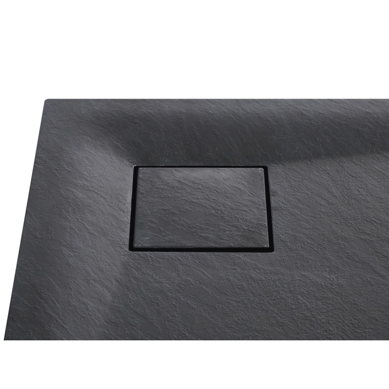 PARON Shower Tray Grey 90 x 90 x 3 cm, 3cm H x 80cm W x 80cm D, Black