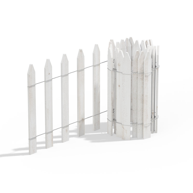 White Cedar Wood Garden Picket Fence, 16'' H x 8' L (4-Pack)