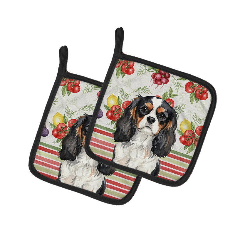 Paire de supports à casseroles tricolores Cavalier Spaniel