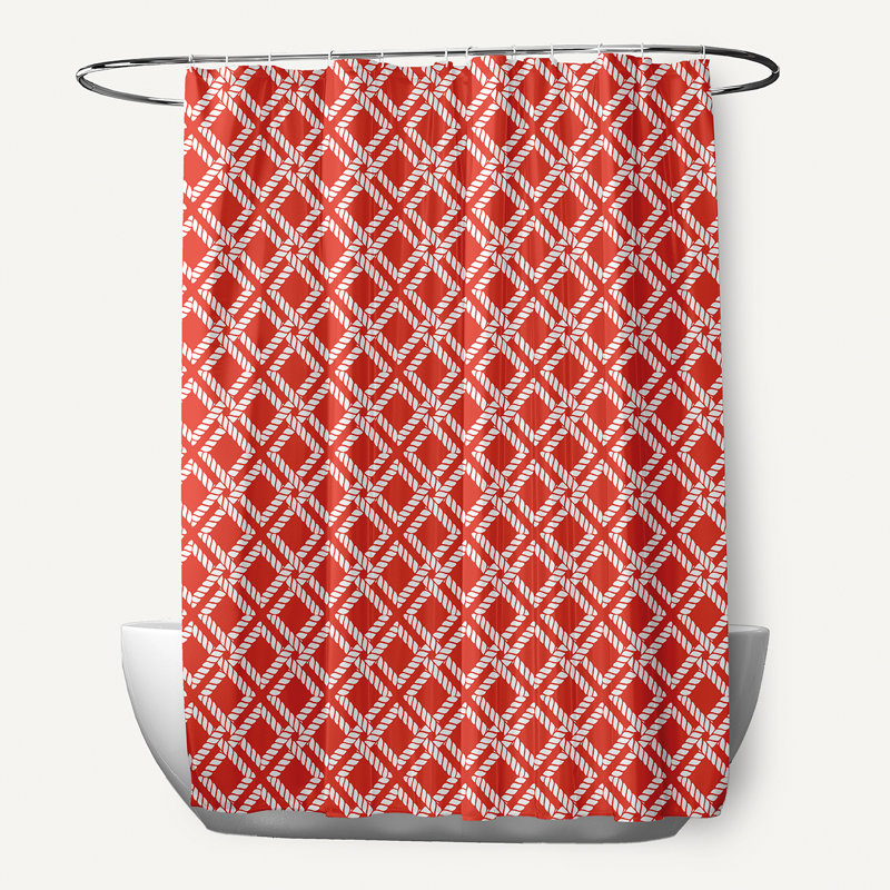 Rideau de douche simple à motif géométrique, Rouge/orange