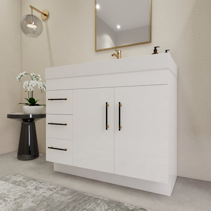 42" Single Bathroom Vanity Set, Glossy White