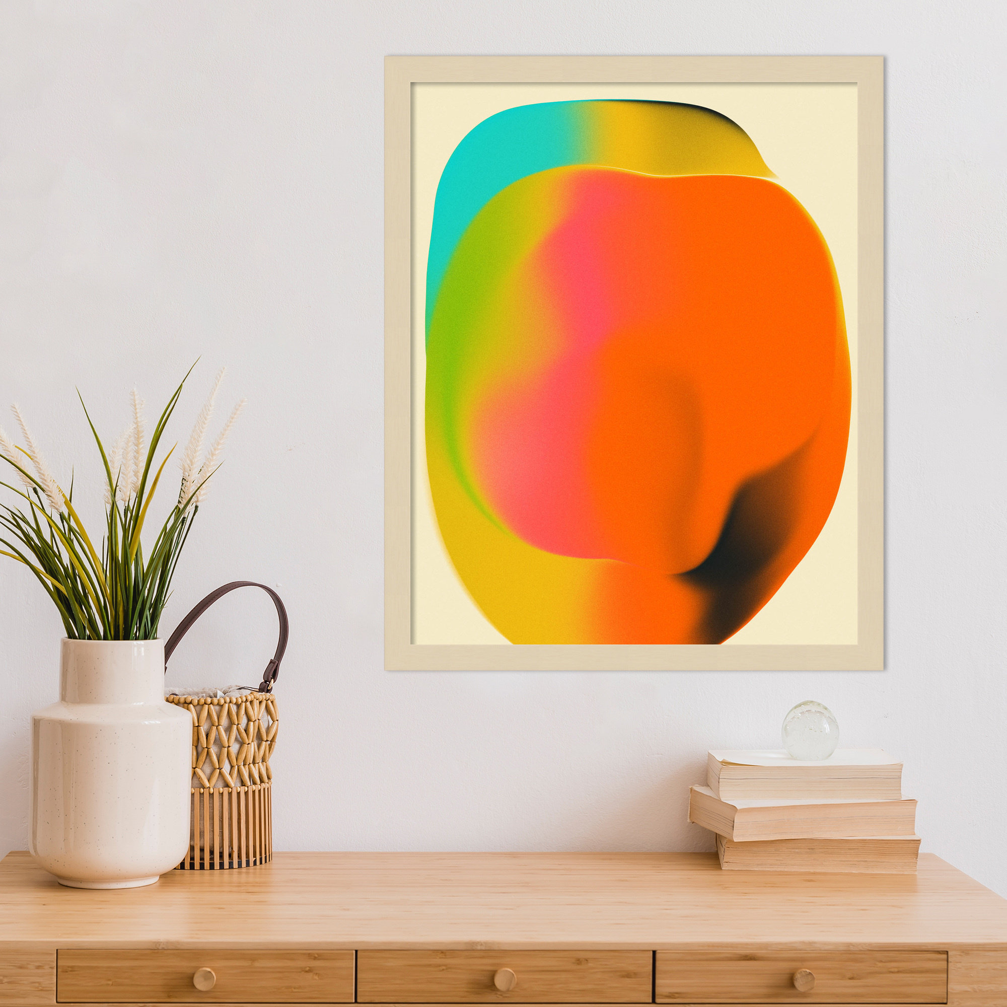 Smudge 2 by Jazzberry Blue, 21" H x 17" W, Brown Framed