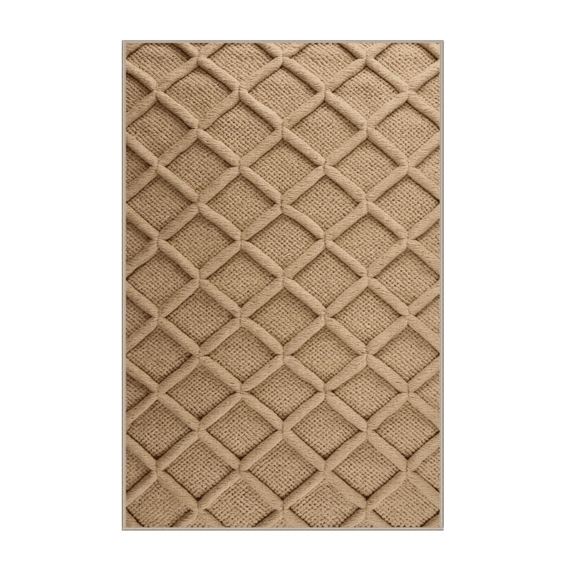 Tapis brun treillis lavable à la machine, Rectangulaire 8 pi x 10 pi