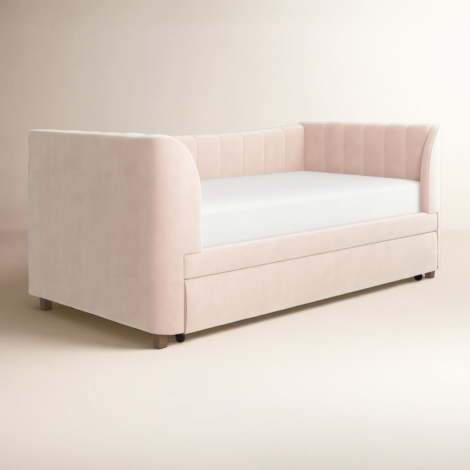 Ricketts Twin Upholstered Daybed with Trundle, Pink