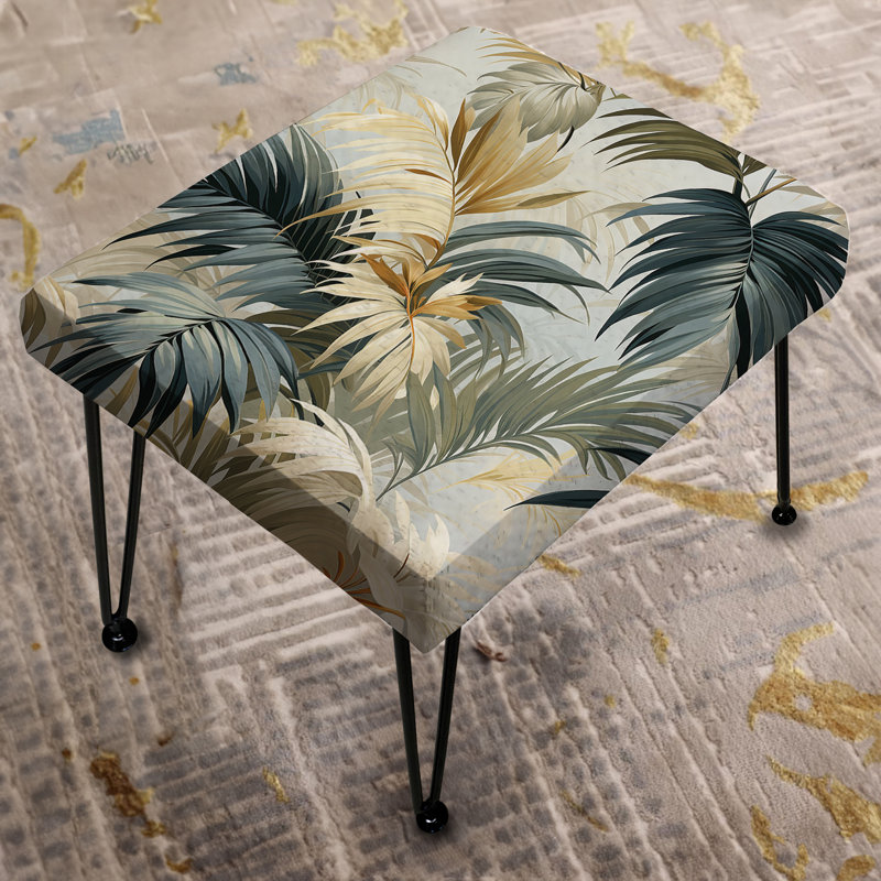 «Whispering Palms», motif tropical II - Repose-pieds rectangulaire tropical