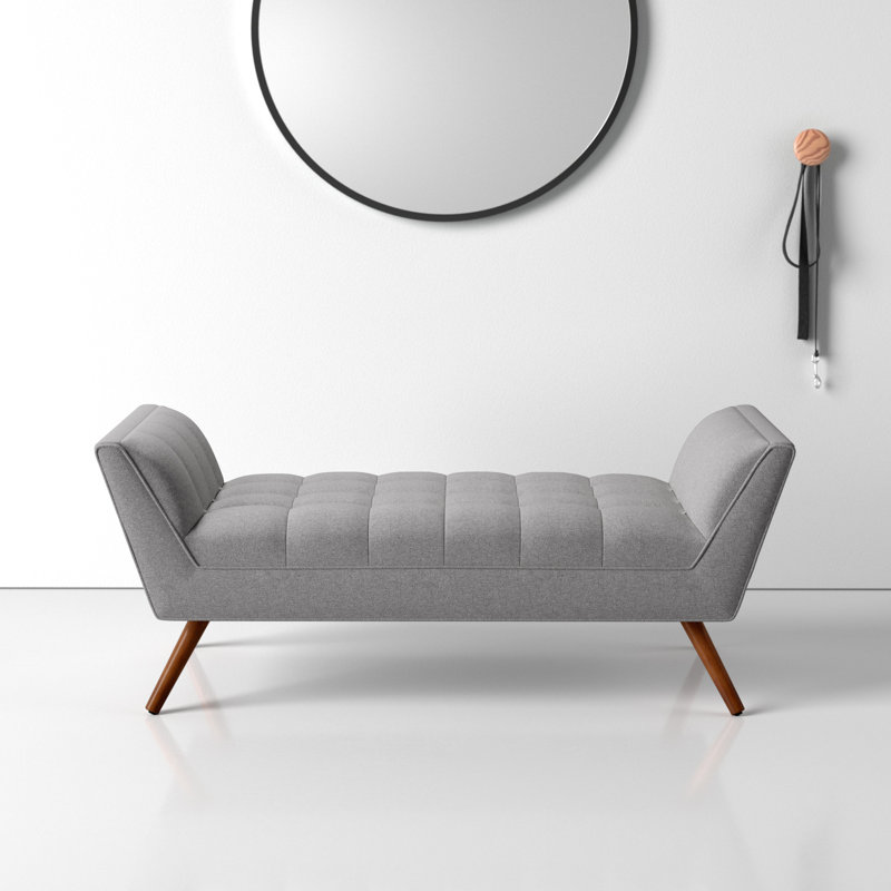 Banc rembourré Almina, Tissu gris clair