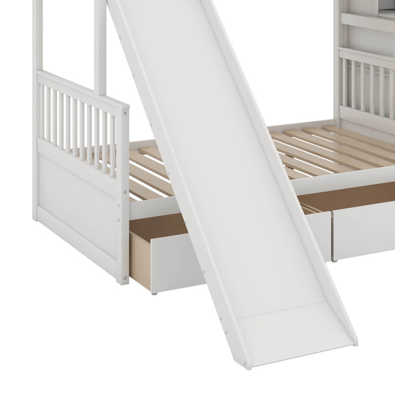 Twin Over Full Bunk Bed With Drawers, Ivory