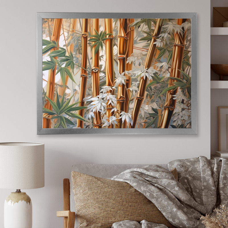 Bamboo Minimalm Beauty sur toile, Cadre simple argenté, H 24 po x l 32 po x P 1 po