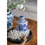 Pot ovale avec couvercle - bleu, blanc