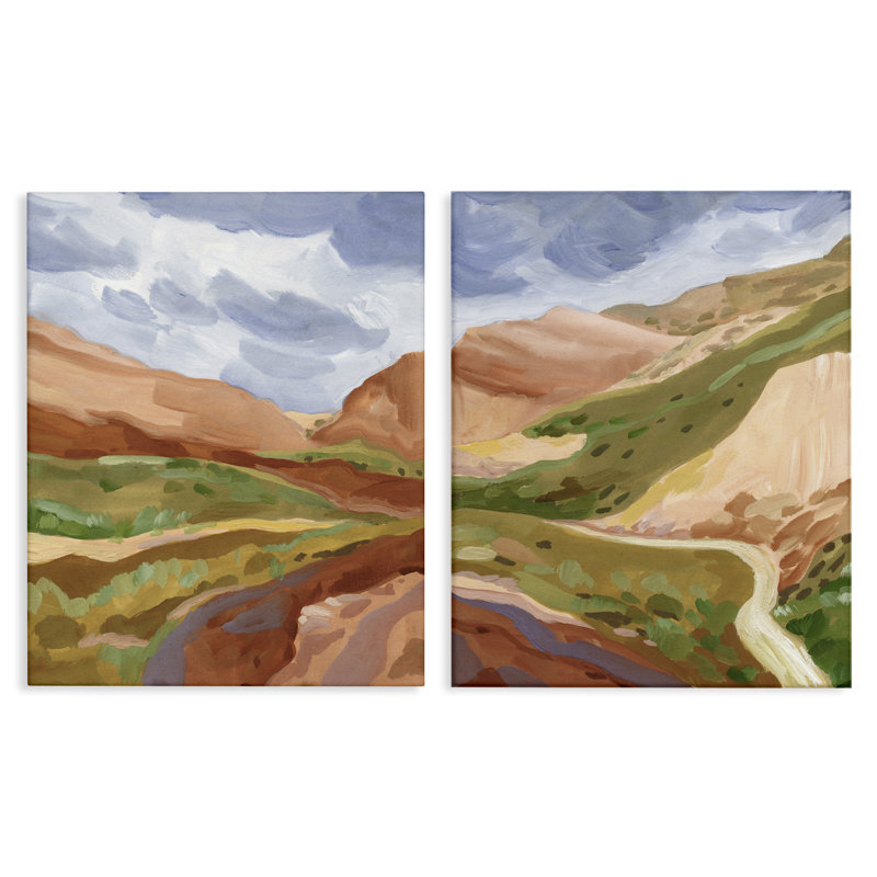 Ensemble de 2 toiles d'art Arizona Western Canyon, conception par Victoria Barnes, H 16 po x l 40 po