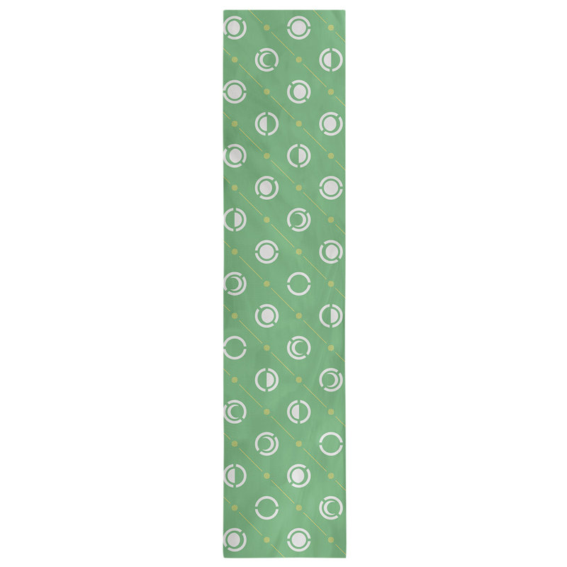 Classic Moon Phases Table Runner, 16" x 72", Light Green/Yellow/White