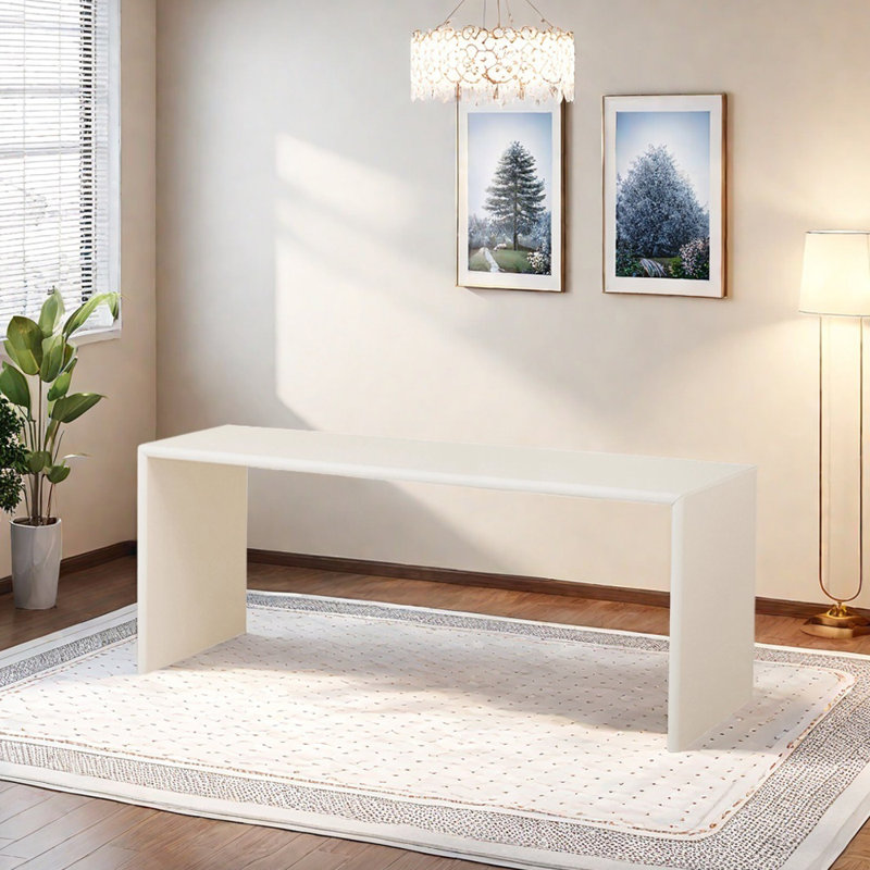 Bureau d'écriture Minimalist Design, Crème, crème, H 28,54 po x l 70,86 po x P 23,62 po