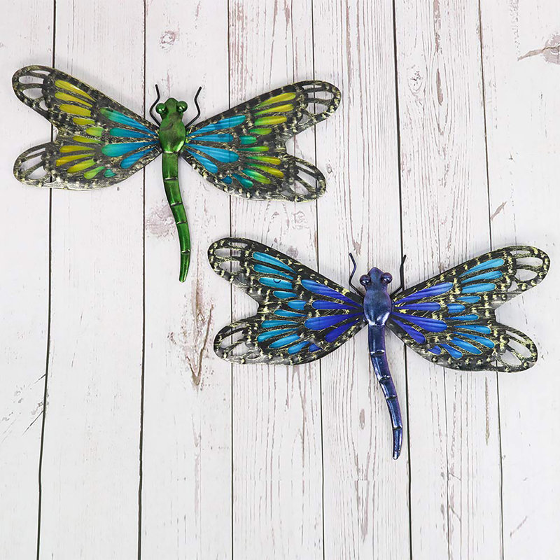 2 pièces décoration murale libellule en métal