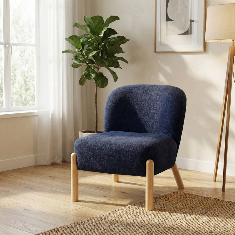 Alana Soft Touch Fabric Accent Chair, Denim Blue