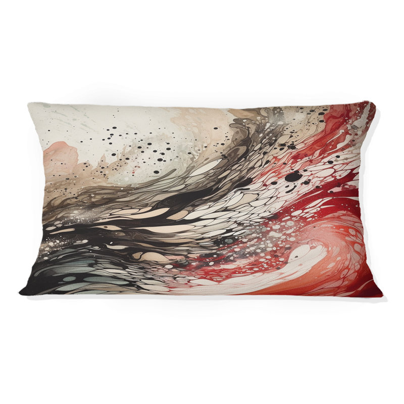 Coussin décoratif rouge et noir Agate I - imprimé abstrait