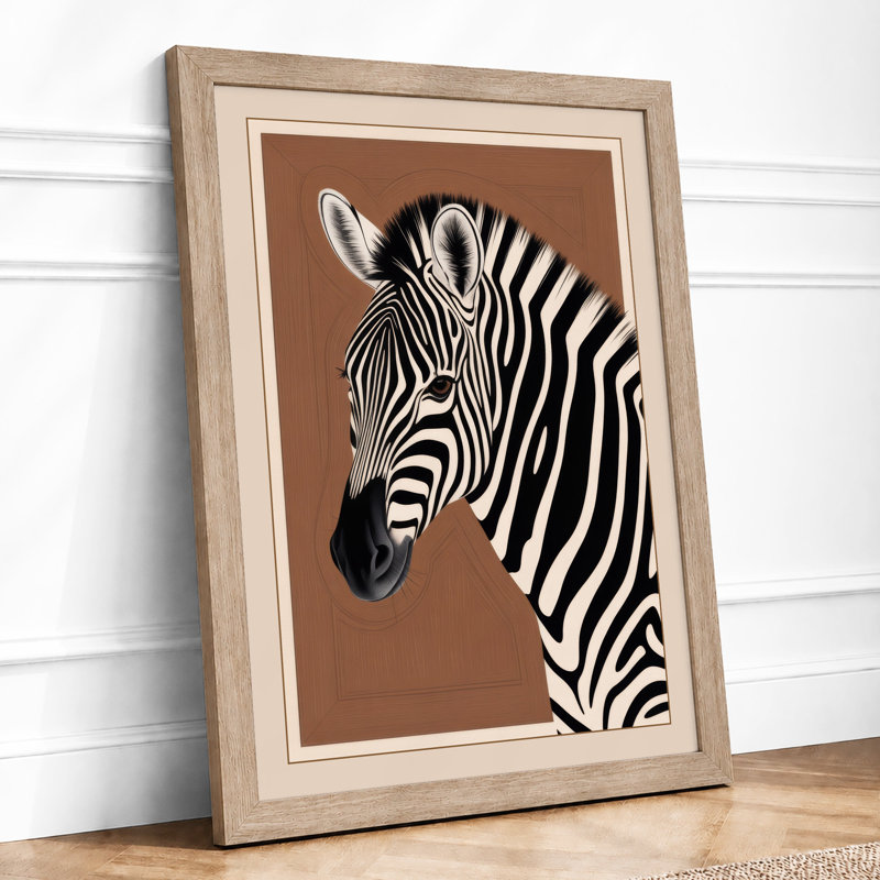 Zebra in Profile Modern - Framed Print, A1 - 84.1 x 59.4 cm, Oak