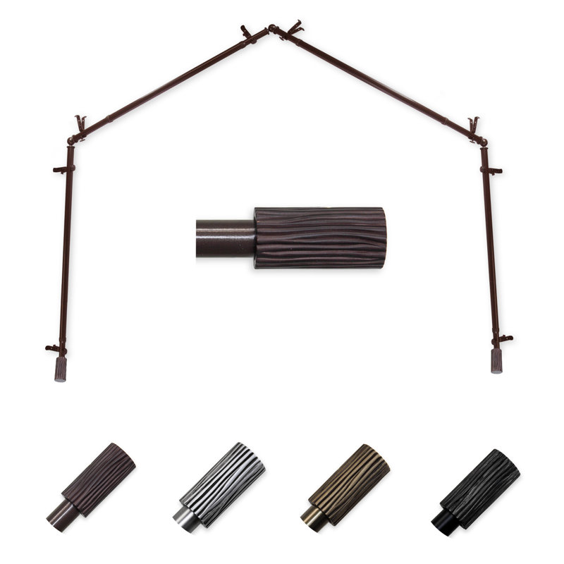 Tringle à rideaux simple à baie vitrée ajustable de 28 po à 48 po Hearld, 18 po à 28 po (chaque côté), Cacao