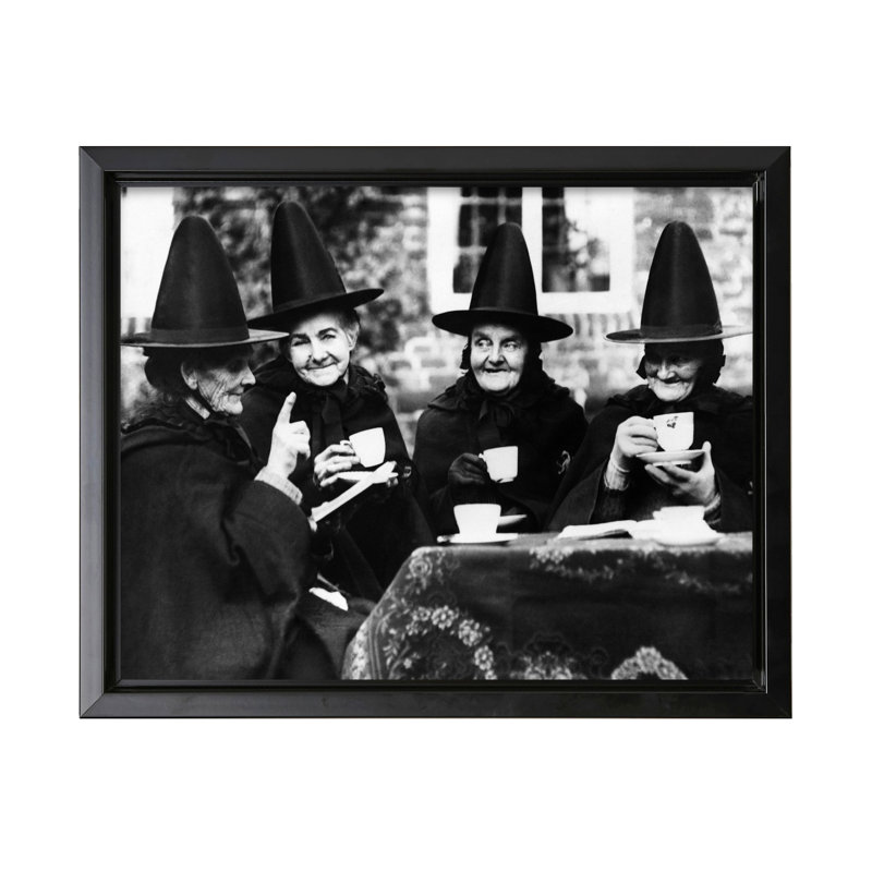 Witches Tea Party, Black Framed, Canvas, 12"H x 16"W
