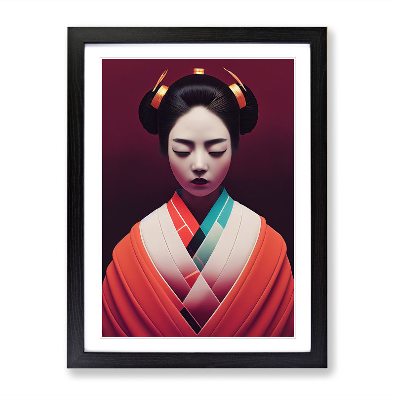 Geisha Contemporary No.1 - Single Picture Frame Print, Black, 64cm H x 46cm W x 2cm D