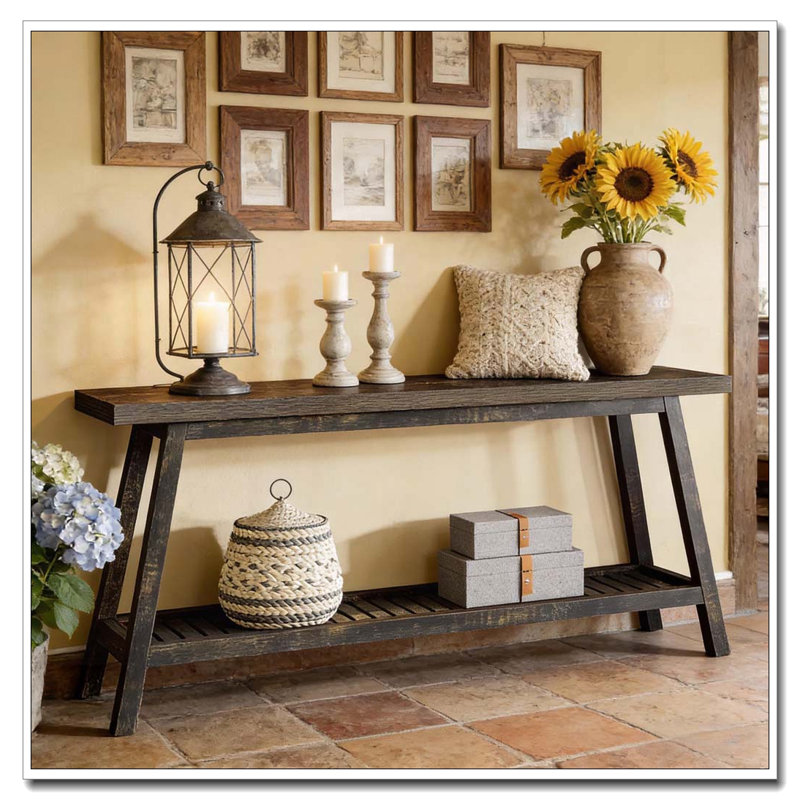 2-Tier Console Table with Sturdy Engineered Wood
