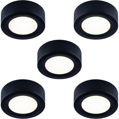 3000K Warm White LED Plug-in Puck Lights – Under Cabinet Counter Lighting for Cabinets, Shelves & Closets