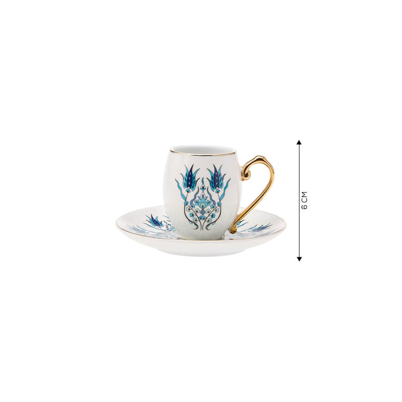 Karaca İznik Porcelain Porcelain Espresso Turkish Coffee Cup , 80ml, Multi