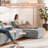 105'' Modular Sectional Sofa Couch,Boneless Couch, Compressed Couch, Detachable And Washable, Replaceable Sofa Cover, Modern Woven-Textured Upholstery, Convertible L-Shaped Design For Living Room-984386089-984386091