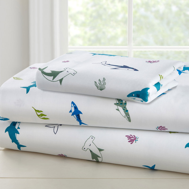Ensemble de draps 100% coton Wildkin - Draps doux et confortables - Shark Attack, Double