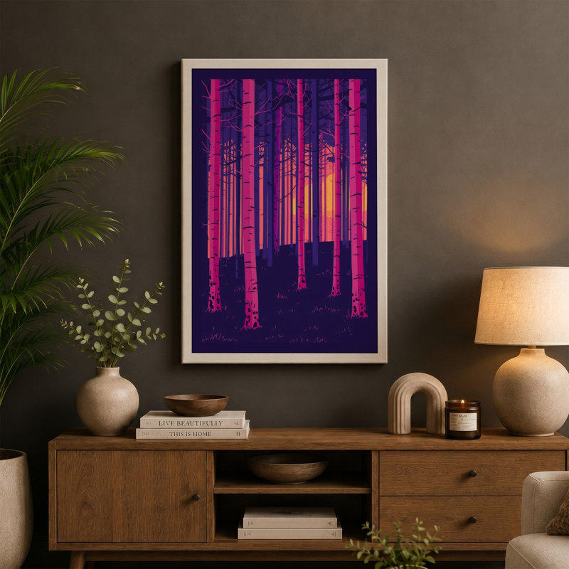 Neon Forest Modern - Wrapped Canvas, 36x24 - 91.4 x 61.0 cm, Sage Border