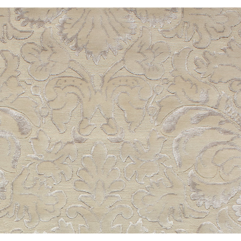 Floral Area Rug in Cream/Ivory/Silver, Rectangle 8' x 10'