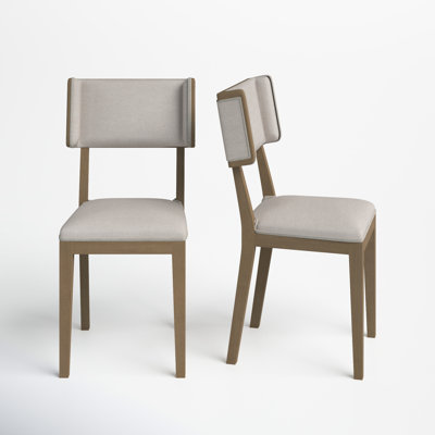 Maine Linen Upholstered Solid Wood Side Chair