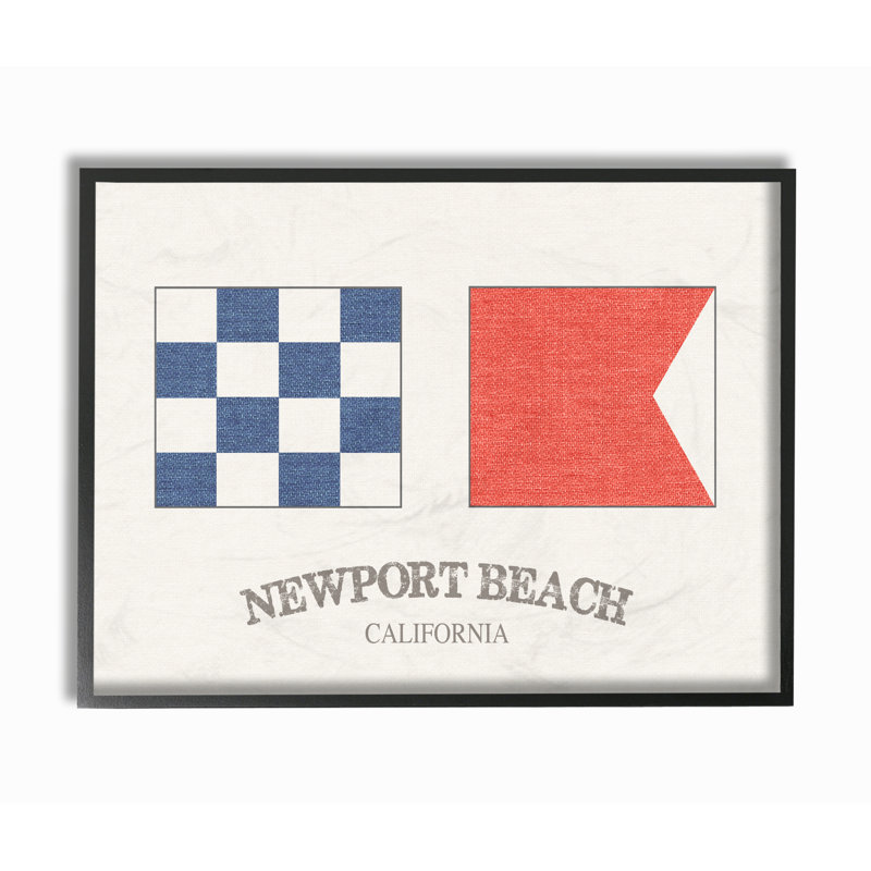« newport beach nautique flags », impression, Giclée encadrée noir minuit, H 11 po x l 14 po