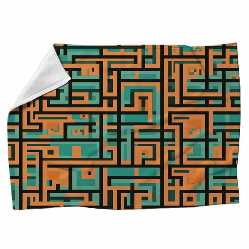 Machine Printed Throw Blanket, Geometric, Twin, Orange/Green