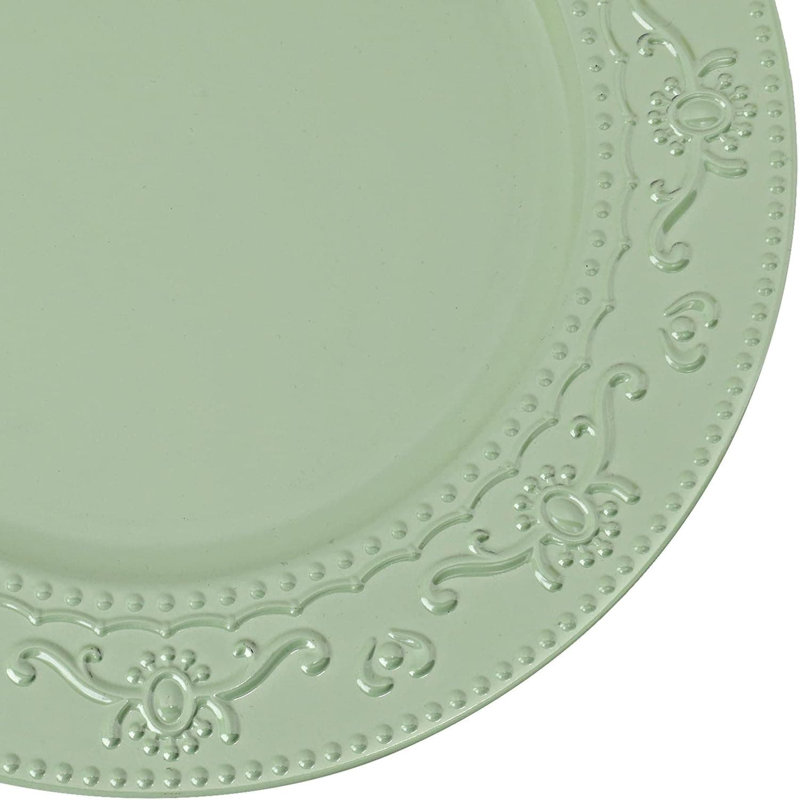 6 Pack 13" Round Green Charger Plates for Ceramic Tableware, Green