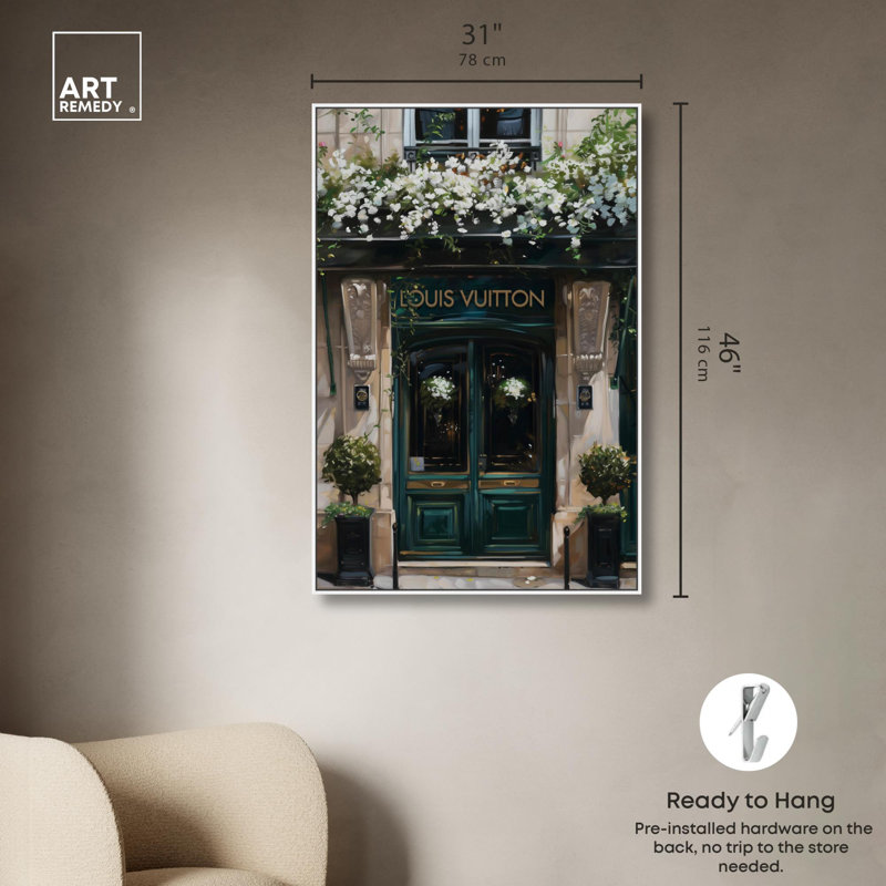 «Spring Emerald Store Canvas Fashion and Glam» par Spring , H 46 po x l 31 po, Cadre flottant blanc