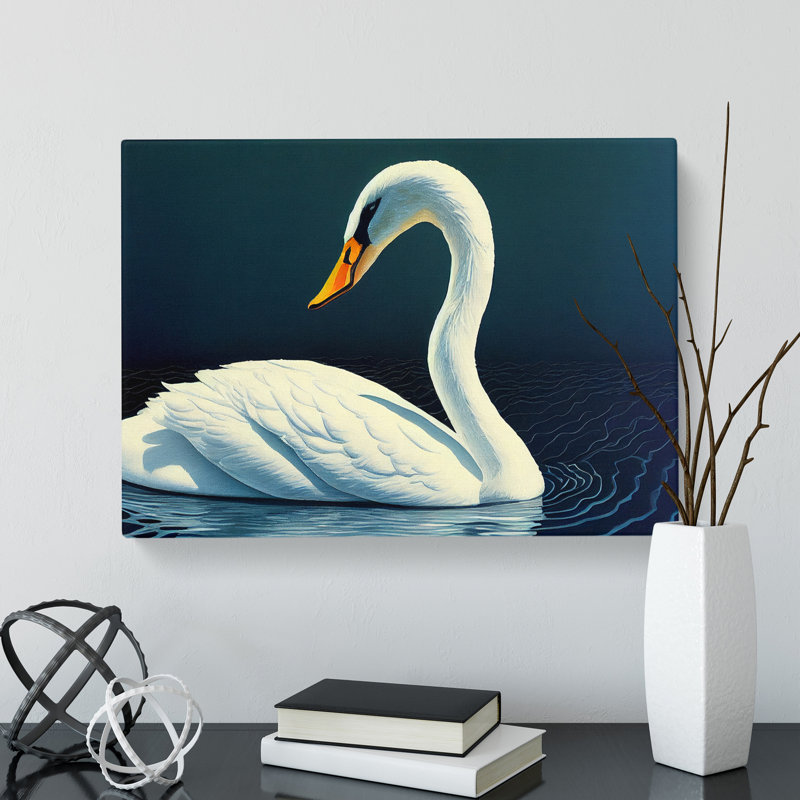 Dazzling Swan - Wrapped Canvas, 35cm H x 50cm W x 3cm D