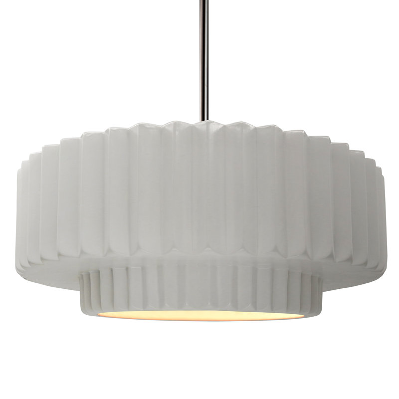 Luminaire suspendu 1 lumière Meydan, H 6 po x l 16,25 po x P 16,25 po, Bisque, Nickel brossé