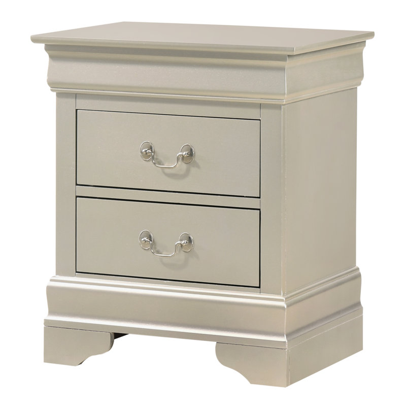 Élégante table de chevet métallique avec tiroirs, Or 2