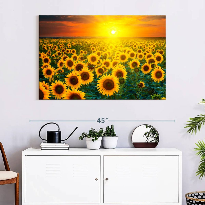 Alvord, coucher de soleil avec tournesols, H 26 po x l 39 po