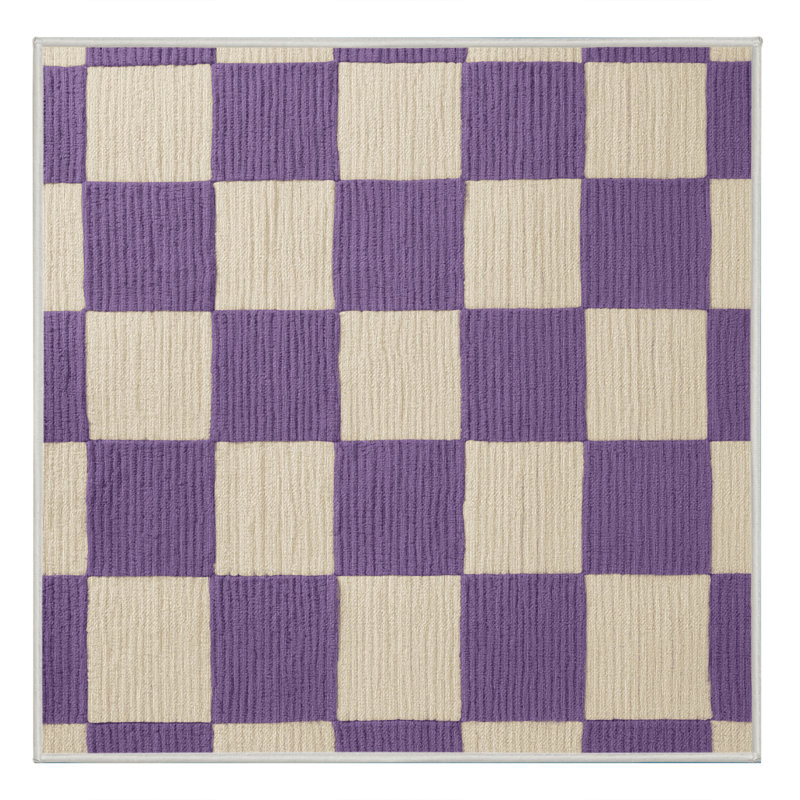 Machine Washable Checkered Beige Area Rug, Square 5'