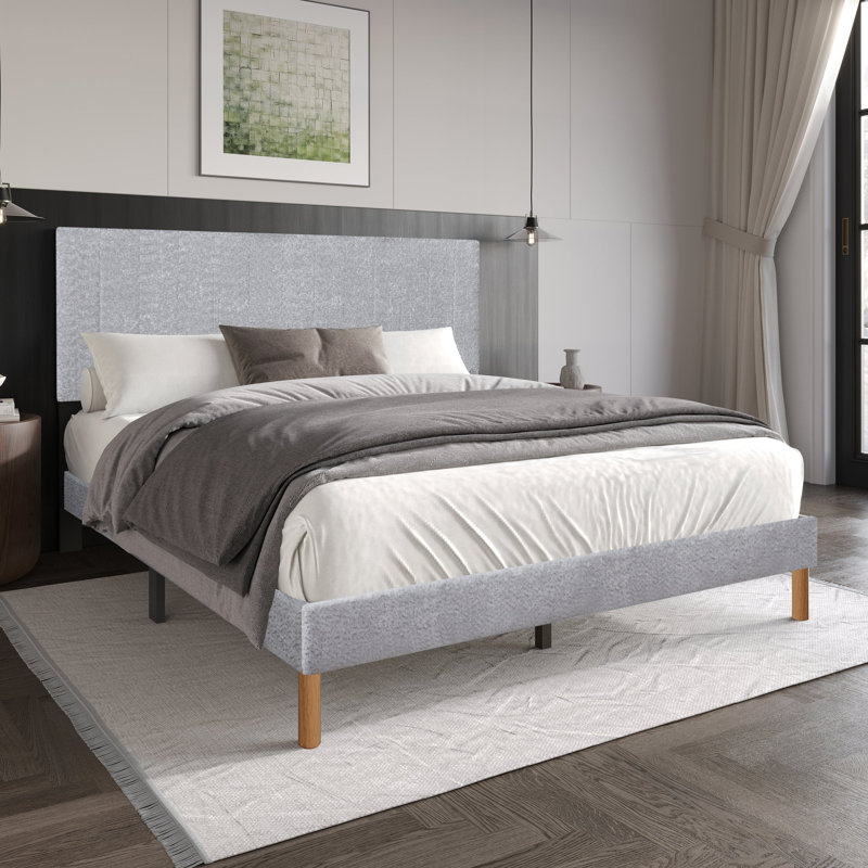 Bliss Light Gray Full Platform Bed