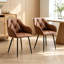Upholstered Accent Chair Short Arm in Brown Set of 2