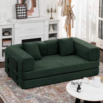  80" Convertible 4-in-1 Sleeper Sofa Bed With Removable Armrests