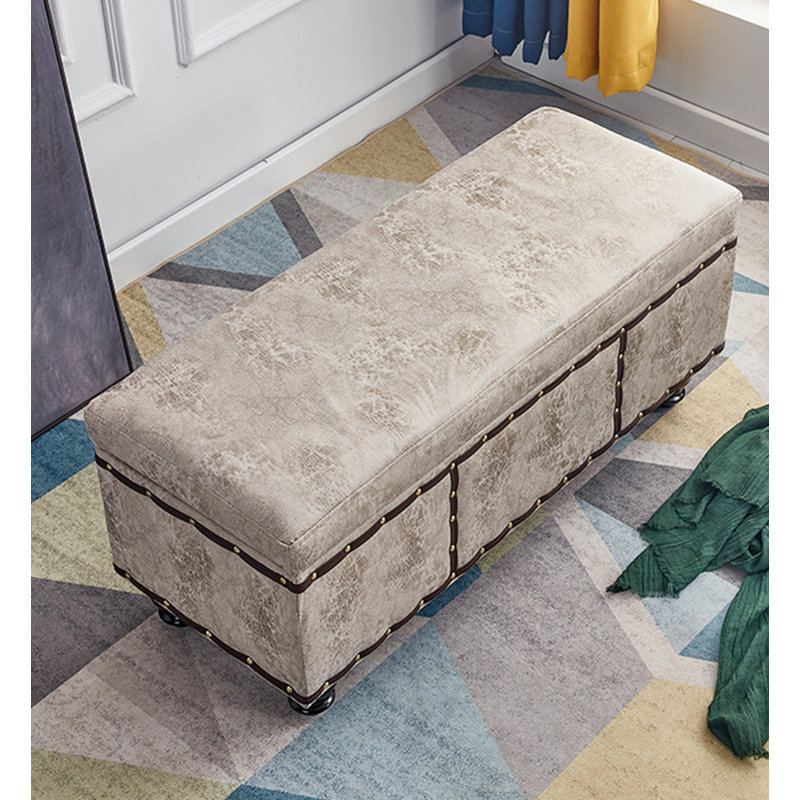 Repose-pieds avec rangement en microfibre, Beige