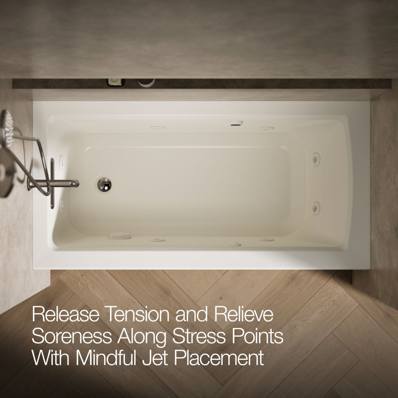 Archer® 60" x 30" Alcove/Tile in Whirlpool Acrylic Bathtub, Left, Biscuit
