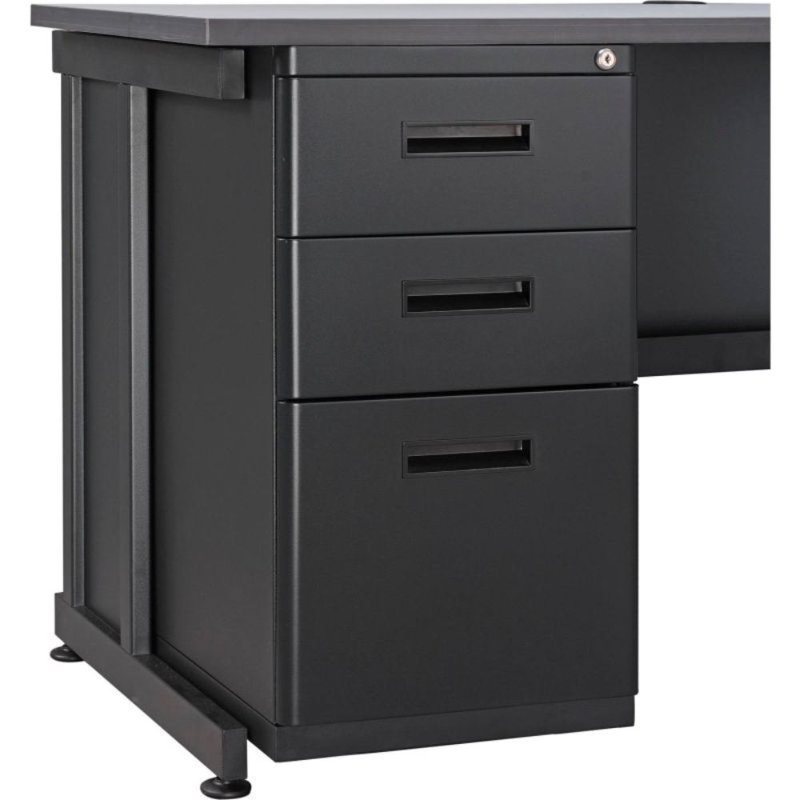 Black Steel 3-Drawer Lockable Pedestal File Cabinet